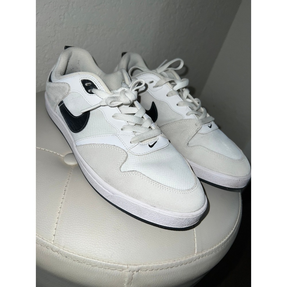 Nike SB Alleyoop White Black Skate Shoes Low Top Men Size 10 Sneaker Indie Bloke
